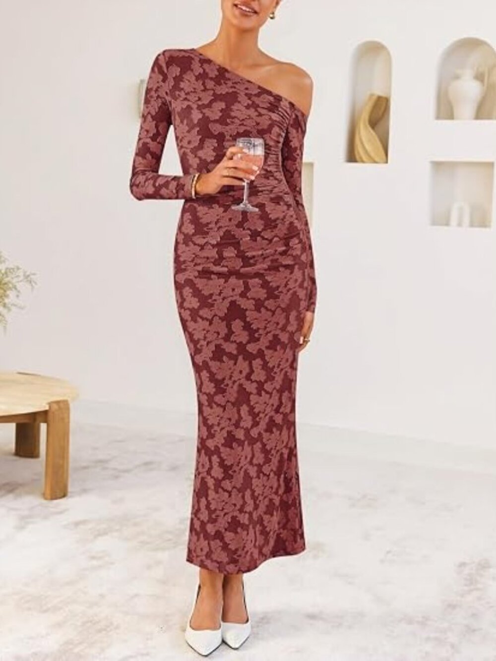Women's Fall Floral Off Shoulder Wedding Guest Dresses